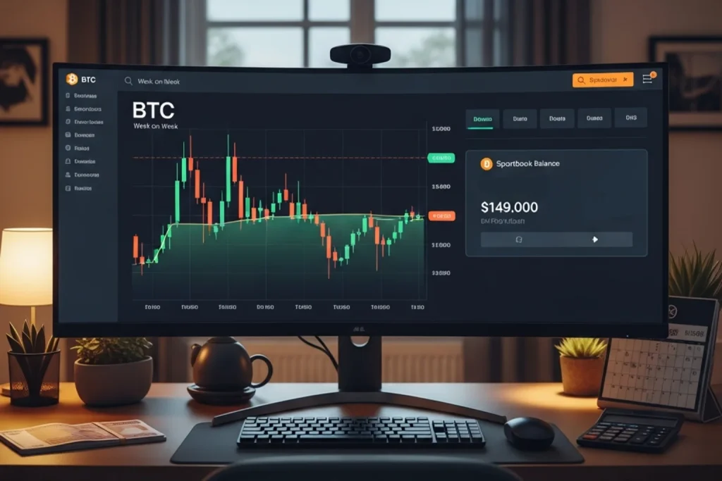 Bitcoin volatility sportsbook bankroll BTC balance chart UK punter