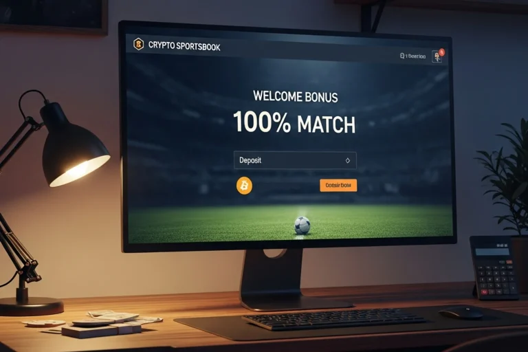 Crypto sportsbook welcome bonus basketball UK bitcoin deposit match free bet