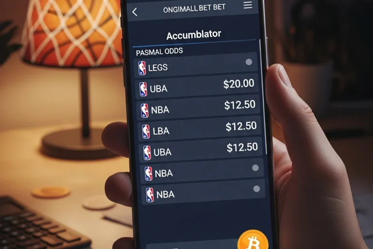 NBA Bitcoin parlay accumulator on a crypto sportsbook UK punter screen