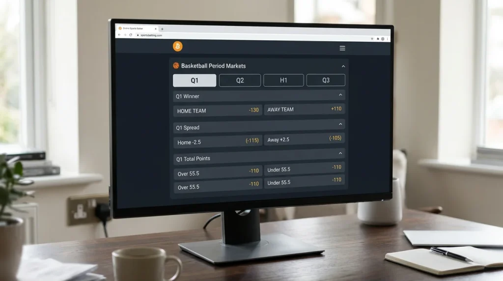 NBA quarter betting halftime markets bitcoin crypto sportsbook UK period betting